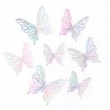 3D Holografiniai ažūriniai drugeliai sienų lipdukai, sidabriniai, 12 vnt.